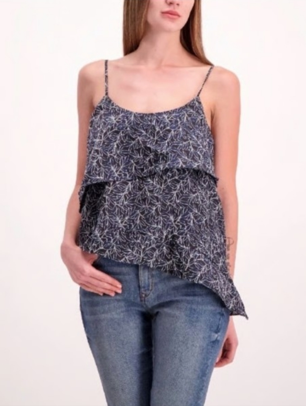 LIKELY "Charlton" Asymmetrical Ruffle Tank Top Shirt Women's Size Small